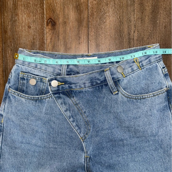 Elan High Rise Jeans Tapered S 24 25 Crossover Waist 90s Ankle Straight Leg Crop - Picture 5 of 11